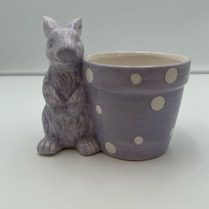 Ceramic Purple Polka Dot Bunny Candle or Planet Holder